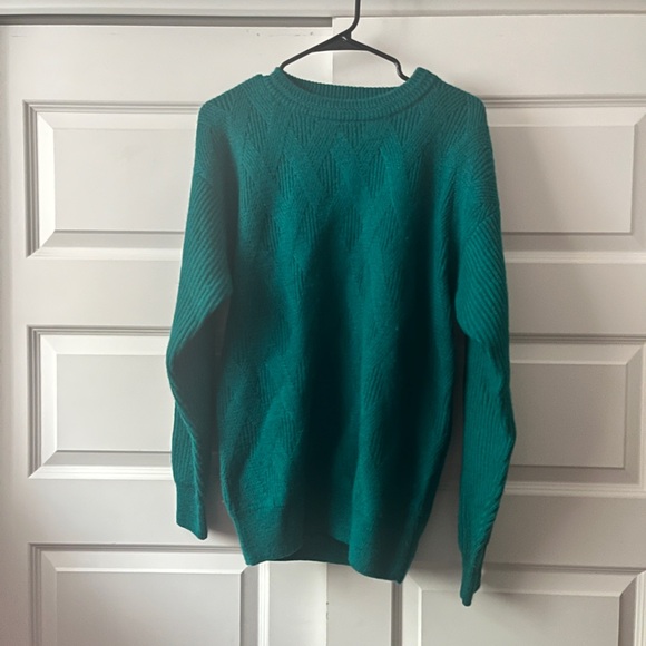 Vintage 100% Wool Yves Saint Laurent Turquoise Pullover Sweater - Picture 3 of 7